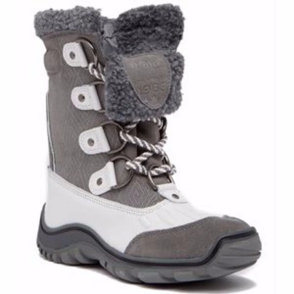 Pajar Women's Gray and White Winter Lace-Up Boot